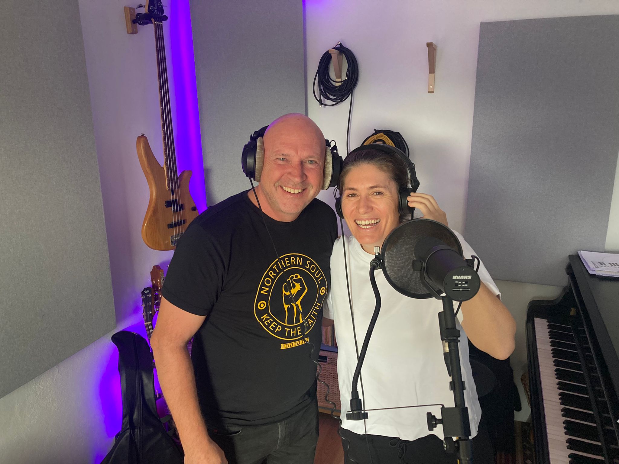 Marc Fosh and Maca de Castro in the recording studio. 